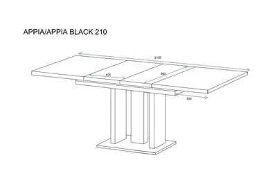 Stół rozkładany APPIA BLACK 130/210x80 - kaszmir