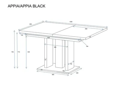 Stół rozkładany APPIA N.CZ. 130/210x80 - dąb cremona torro/czarny mat