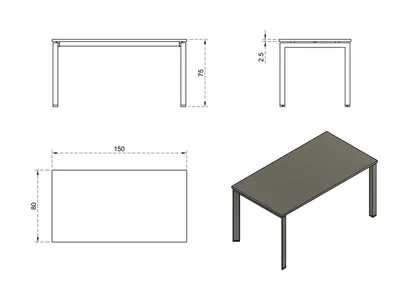 Biurko PASON MANAGER DESK 150x80 - antracyt/czarny