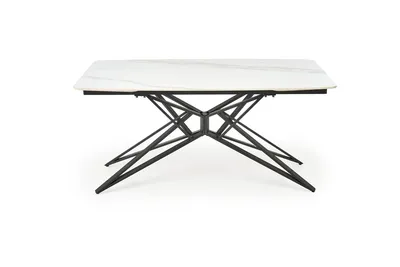 Stół rozkładany ALFREDO 160/240x91 - biały marmur/czarny