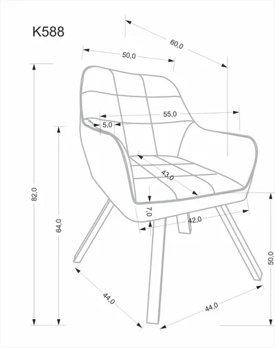 Krzesło welurowe K588 - popielaty