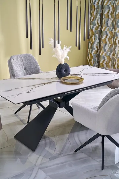 Stół rozkładany LUCIANO 180/230x90 - biały marmur/czarny