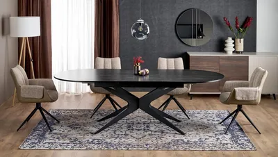 Sół owalny rozkładany SANDRO 180/240x100 - czarny