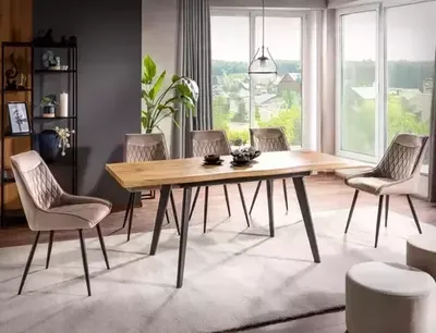 Stół rozkładany FRESNO 120/180x80 - dąb/czarny