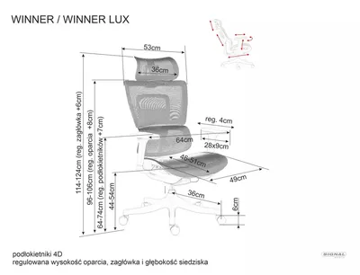 Fotel obrotowy ergonomiczny WINNER LUX - czarny
