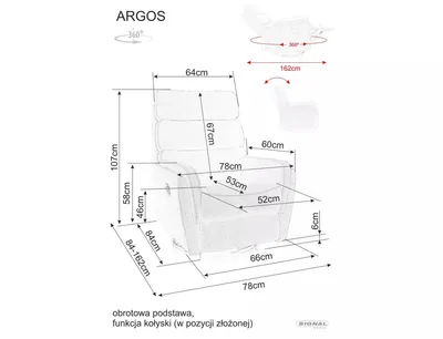 Fotel rozkładany obrotowy ARGOS Raven - ciemny beżowy Raven 30