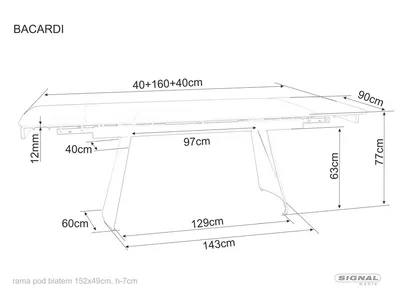 Stół rozkładany BACARDI 160/240x90 - czarny mat