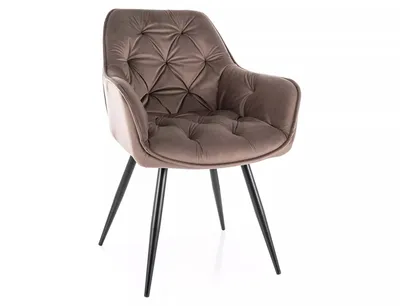Krzesło welurowe pikowane CHERRY Velvet - cappuccino