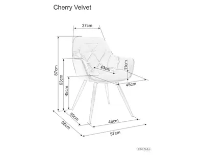 Krzesło welurowe pikowane CHERRY Velvet - cappuccino