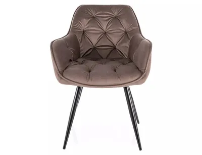 Krzesło welurowe pikowane CHERRY Velvet - cappuccino
