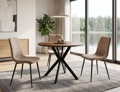 Krzesło tapicerowane welurowe DAREN Velvet - cappuccino Bluvel 38