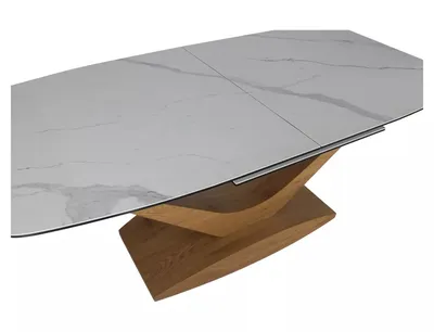 Stół rozkładany DOLCE CERAMIC 180/240x95 - biały mat/dąb
