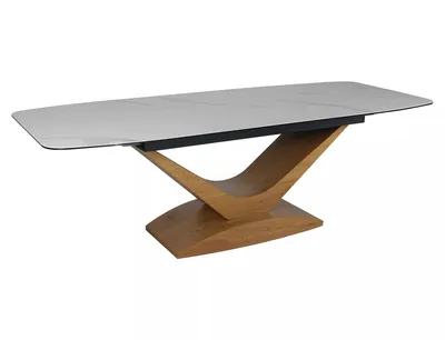 Stół rozkładany DOLCE CERAMIC 180/240x95 - biały mat/dąb