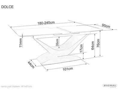 Stół rozkładany DOLCE CERAMIC 180/240x95 - biały mat/dąb