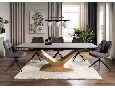 Stół rozkładany DOLCE CERAMIC 180/240x95 - biały mat/dąb