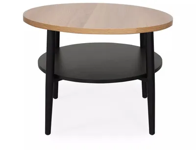 Stolik okrągły z półką ELLA B 60 cm - dąb/czarny