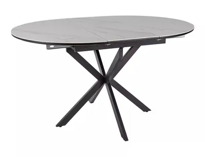 Stół okrągły rozkładany GASTON CERAMIC 100/135x100 - biały/czarny
