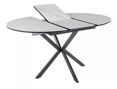 Stół okrągły rozkładany GASTON CERAMIC 100/135x100 - biały/czarny