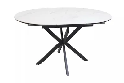 Stół okrągły rozkładany GASTON CERAMIC 100/135x100 - biały/czarny