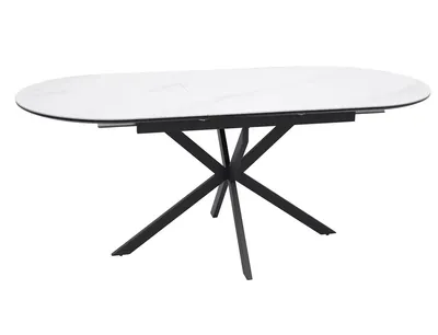 Stół owalny rozkładany GASTON CERAMIC 140/180x80 - biały/czarny