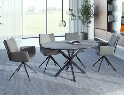 Stół okrągły rozkładany GASTON CERAMIC 100/135x100 - szary/czarny