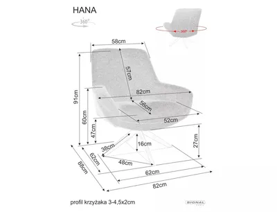 Fotel obrotowy HANA Brego - beżowy Brego 34