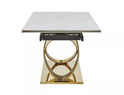 Stół rozkładany HERMES II 160/240x90 - biały połysk/złoty