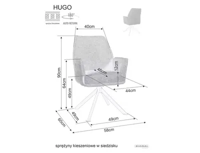 Krzesło obrotowe tapicerowane HUGO Brego - jasny beżowy