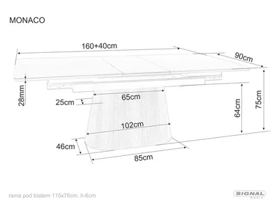 Stół rozkładany MONACO 160/200x90 - czarny mat/orzech