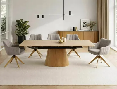 Stół rozkładany MONACO 160/200x90 - beżowy mat/dąb