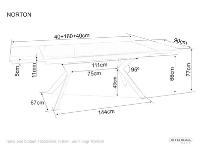 Stół rozkładany NORTON 160/240x90 - czarny mat