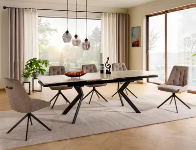 Stół rozkładany NORTON 160/240x90 - beżowy/czarny mat