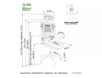 Fotel obrotowy Q-080M - szary