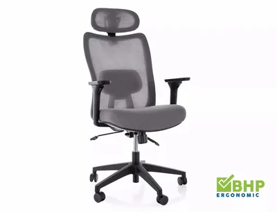 Fotel obrotowy z zagłówkiem Q-724H - szary