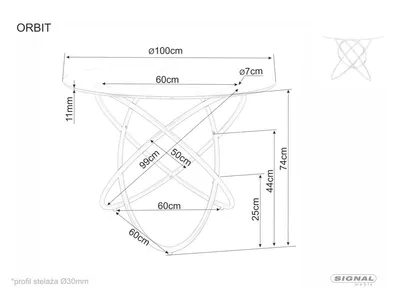 Stół okrągły ORBIT 100 cm - transparentny/czarny