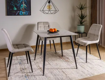 Stół RION 80x80 - biały połysk/czarny mat