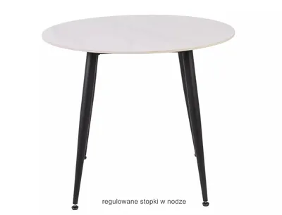 Stół okrągły RION 90 cm - biały połysk/czarny mat
