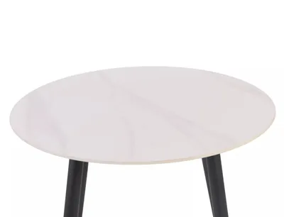 Stół okrągły RION 90 cm - biały połysk/czarny mat