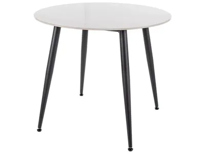 Stół okrągły RION 90 cm - biały połysk/czarny mat