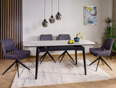 Stół rozkładany SENTO 120/180x80 - biały połysk/czarny mat