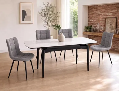 Stół rozkładany SENTO 120/180x80 - biały połysk/czarny mat