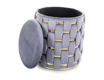 Puf ze schowkiem TIARA Velvet -szary