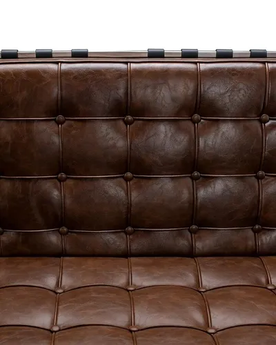 Sofa 2-osobowa skórzana BARCELON VINTAGE - brązowy