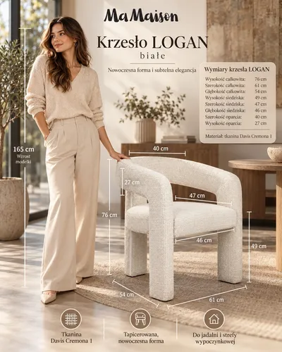 Krzesło tapicerowane LOGAN - biały