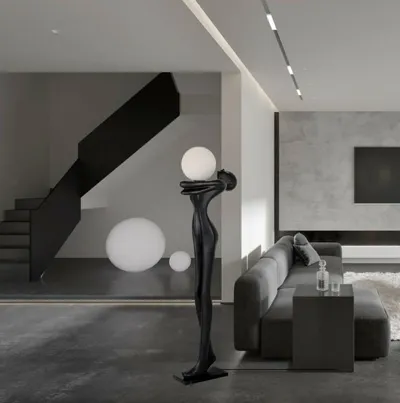 MOOSEE Lampa podłogowa HUMAN MOON - czarny