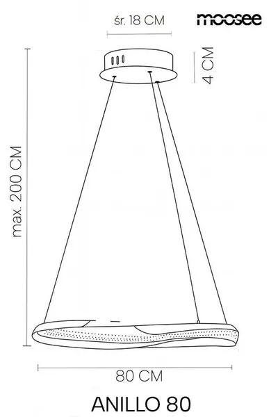 MOOSEE Lampa wisząca ANILLO 80 - czarny chrom