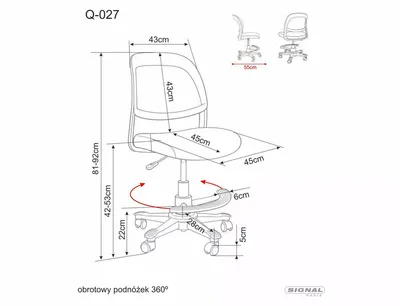 Fotel obrotowy Q-027 - różowy