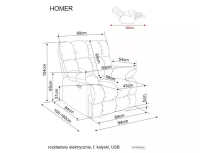 Fotel rozkładany HOMER Raven - brązowy