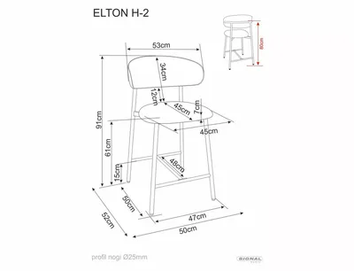 Hoker tapicerowany ELTON H-2 - jasny szary/czarny