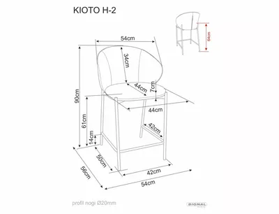 Hoker tapicerowany KIOTO H-2 - szary/kaszmir